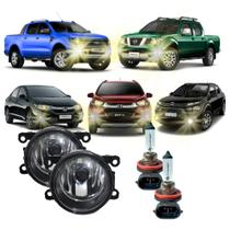 Par Farolete Auxiliar Milha Lente em Vidro + Kit Lâmpadas Mitsubishi Renault Nissan