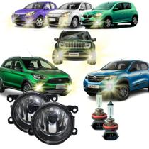 Par Farolete Auxiliar Milha Lente em Vidro + Kit Lâmpadas Ranger Sandero Fit City Ka Duster