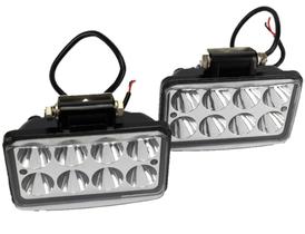 Par Farolete LED Milha Retangular 24w 12v 24v Bivolt Off Road Automotivo Universal Carro Caminhão