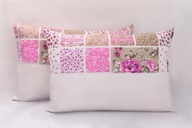 PAR Fronha 100%algodão Estampado Meio Rose C/branco Liso Ziper 50 X70