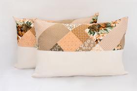 PAR Fronha 100%algodão Estampado Salmon Com Palha Liso Ziper