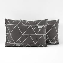 Par Fronha Avulsa Micropercal Capa Travesseiro Grid Geométrico Florido