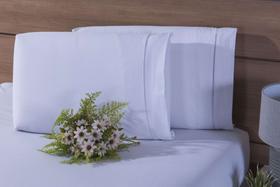 Par Fronhas 400fios Ponto Palito Micro Percal 50x 90 BRANCO