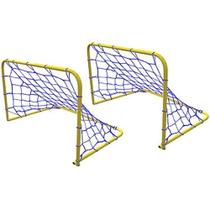 Par Gol Futebol Praia Campo Mini Traves Redes - 55x78x54cm