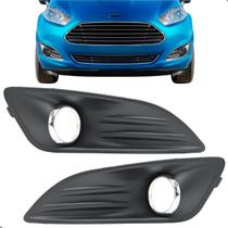 Par Grade Moldura Farol De Milha New Fiesta 2014 2015 2016 2017 Aro Cromado