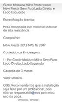 Par Grade Moldura Milha Sem Furo New Fiesta 2013 14 A 2017