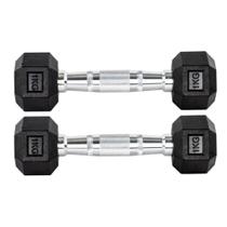 Par Halteres 1kg +1kg Dumbbell Sextavado Emborrachado Pegada Cromada Gallant (GDb01F3B-Pt)