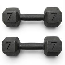 Par halteres 7kg sextavado pintado peso academia gym musculação ferro fundido treino força pegada firme resistente para home fitness profissiona