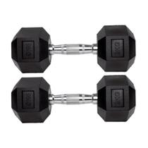 Par Halteres 9kg + 9kg Dumbbell Sextavado Emborrachado Pegada Cromada Gallant (GDb09F3B-Pt) Par Halteres 9kg + 9kg Dumbbell Sextavado Emborrachado Pegada Cromada Gallant (GDb09F3B-Pt)