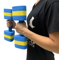 Par Halteres Hidroginástica Natação Hidroterapia em EVA DF1092 M 2 a 3kg Dafoca Sports Azul/Amarelo