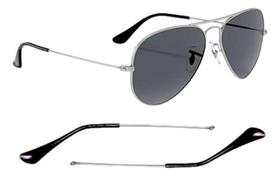 Par Haste Perna Rb Ponteira Óculos- Prata C/Ponteira Preta Par Haste Perna Rb Ponteira Óculos- Prata C/Ponteira Preta