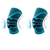 Par Joelheira Compressão Flexivel 3D Ortopedica Esportiva Anel e Haste Flexivel Treino Alívio Dor Joelho COR:AZULTAMANH