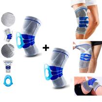 Par Joelheira Compressiva C/Estabilizador frontal e Laterais - Silicone Spring Knee Pad