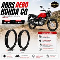 Par jogo aro aero cg honda cg 125 150 160 titan fan start 18x60 preto brilhante