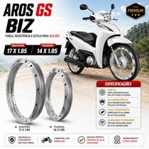 Par jogo aro modelo gs 17x1.85 / 14x1.85 biz 110 125 prata cromado