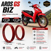 Par jogo aro modelo gs 17x1.85 / 14x1.85 biz 110 125 vermelho verniz
