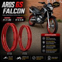 Par jogo aro modelo gs 21x1.85d / 17x2.15t falcon 400 vermelho verniz Par jogo aro modelo gs 21x1.85d / 17x2.15t falcon 400 vermelho verniz
