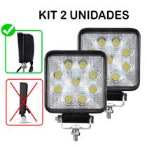 Par Kit 2 Un Farol de Milha Quadrado 27w 9 Super Leds 12v 24v 6000k Branco Frio Off Road Trilha Carro Trilha Universal