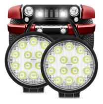 Par Kit 2 Un Farol Led Redondo Milha 42w 14 Leds 12v/24v P/ Parachoque Universal Carro Jeep Moto Caminhão Trator 6000k Par Kit 2 Un Farol Led Redondo Milha 42w 14 Leds 12v/24v P/ Parachoque Universal Carro Jeep Moto Caminhão Trator 6000k