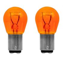 Par Lampada 2 Polos Laranja Ambar Seta Lanterna Pisca Conjugada P21 5W 12V BAY15d Pino Desencontrado