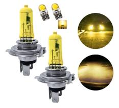 Par Lampada Farol H4 12v 55w Amarela Gold Vision 3000k Pingo Cob T10