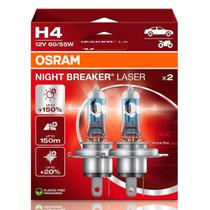 Par Lampada Farol H4 Osram Night Breaker Laser 60/55W 12V P43t Halogena 2 Unidades Mais Distancia Brilho Luz