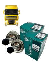 Par Lâmpada Farol H5 24V GE Halógena 75 70W Caminhão Ônibus 3000K