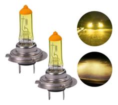 Par Lampada Farol H7 12v 55w Amarela Gold Vision 3000k