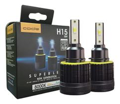 Par Lâmpada Farol Super Led H15 8000k Tech One Code 12v