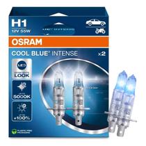 Par Lâmpada Halógena Osram Cool Blue Intense H1 55W 12V 5000K Branco Frio Alta Performance para Farol Carro Moto 1550 Lúmens