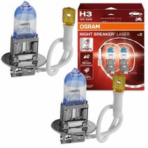 Par Lâmpada Halógena Osram Night Breaker Laser +150% Luz H3 55W 12V Par Lâmpada Halógena Osram Night Breaker Laser +150% Luz H3 55W 12V
