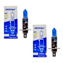 Par Lâmpada Halógena Super Branca 4300k H1 55w Shocklight