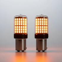 Par lampada led 2 polos 144 leds ambar laranja seta conjugada