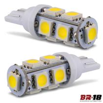 Par Lâmpada Led Pingo T10 9 LEDs TORRE 12V 5W Branca Aplicação Placa Teto Porta Malas