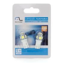 Par Lâmpada Led T10 5 Leds 5050 W5w Camarão Multilaser Au818