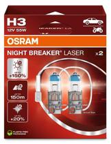 Par Lâmpada Osram H3 Night Breaker Laser 150% 3200k 12v 55w