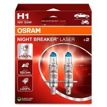 Par Lampada Osram Night Breaker Laser H1 55W 12V P14.5s Halogena Mais Distancia Brilho Luz