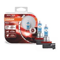 Par Lampada Osram Night Breaker Laser H11 55W 12V PGJ19-2 Halogena Mais Distancia Brilho Luz