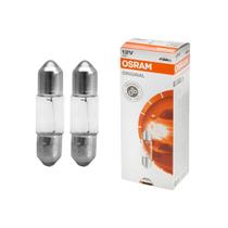 Par Lampada Osram Torpedo 28mm Pequena Luz Interna Placa Iluminação 3W 12V SV7-8 6428