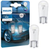 Par Lâmpada Philips Automotiva Led Ultinon 6000K T10 W5W Pingo Luz Branca