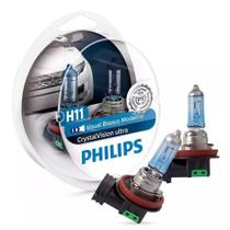 Par Lâmpada Philips Crystal Vision Ultra H11 Super Branca Pingos 55W