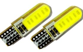 Par Lampada Pingão Led Cob Siliconado T10 Super Branco