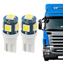 Par Lâmpada T10 Torre 5 LEDs Luz Branca 24V Caminhão Ônibus