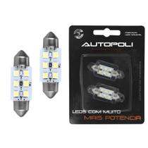 Par Lâmpadas Autopoli Led Torpedo 36mm 6 Leds Branca 18w 12v Ap168 Luz de Teto e Placa Automotivo Par Lâmpadas Autopoli Led Torpedo 36mm 6 Leds Branca 18w 12v Ap168 Luz de Teto e Placa Automotivo
