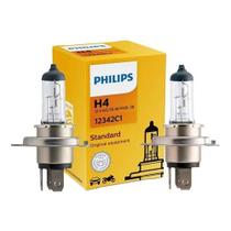Par Lâmpadas Farol Baixo E Alto H4 Philips Halogena 12v