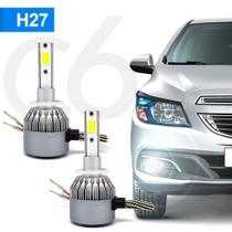 Par Lâmpadas H27 Farol Milha Chevrolet Spin 2012 2013 2014 Super Led C6 6000k 7200 Lumens Branco Frio Efeito Xenon