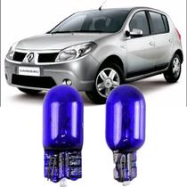 Par Lâmpadas Pingo Super Branca Esmagada T10 Renault Sandero Faroleta Teto Placa Lanterna