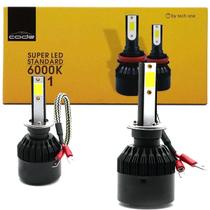 Par Lâmpadas Super LED Code Tech One H1 6000K Luz Branca 3000 Lúmens 12V e 24V Carro Efeito Xenon