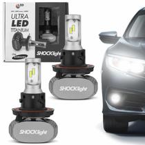 Par Lâmpadas Ultra LED 6000K 10000LM Shocklight Titanium com Reator Efeito Xênon Farol Carro