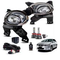 Par Lâmpadas Ultra Led 6000K 24W 4400 Lúmens Luz Branca Carro Moto + Farol de Milha City 2009 à 2011